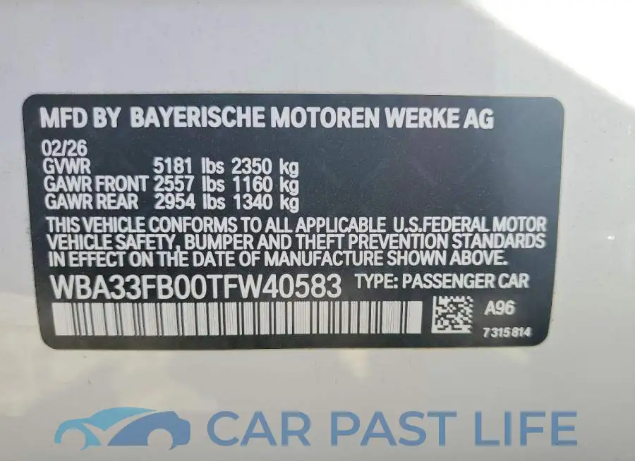 WBA33FB00TFW40583# 12