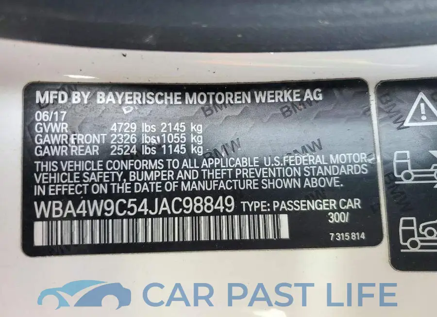 WBA4W9C54JAC98849# 12