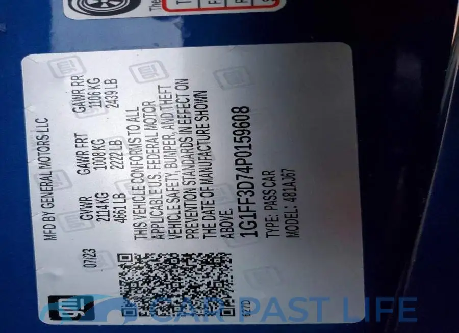 1G1FF3D74P0159608# 12