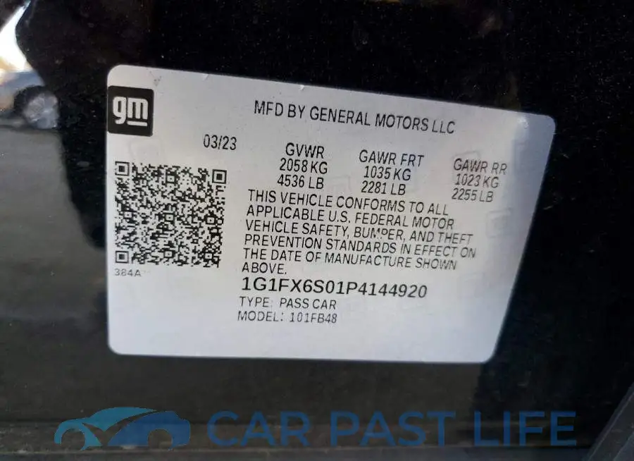 1G1FX6S01P4144920# 12