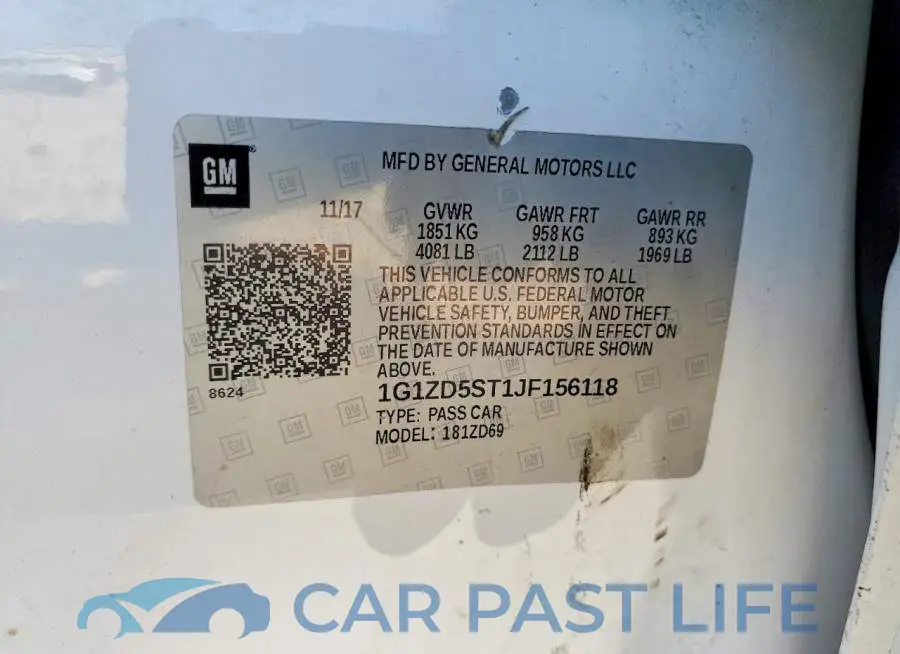 1G1ZD5ST1JF156118# 12