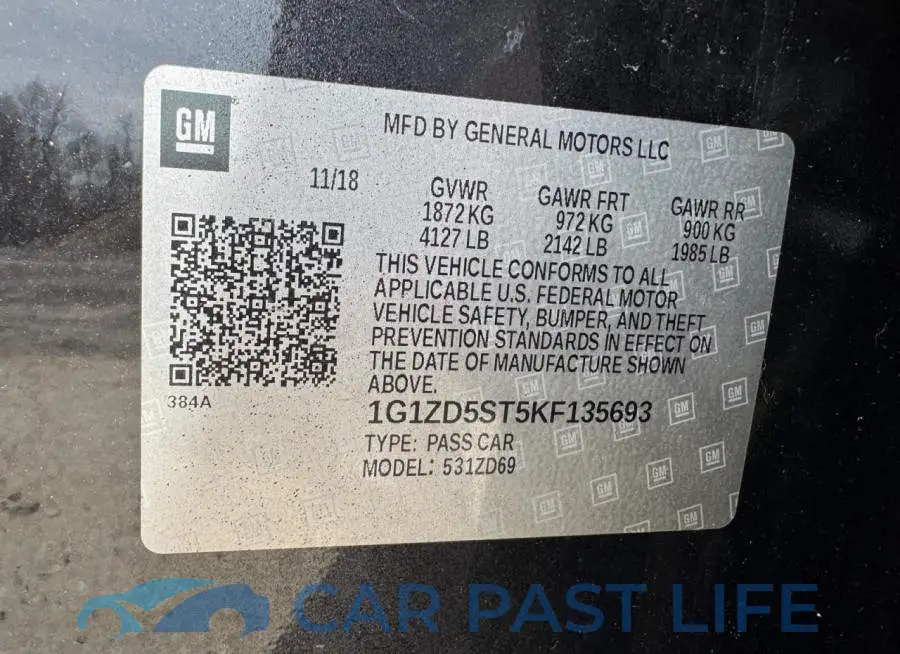 1G1ZD5ST5KF135693# 10