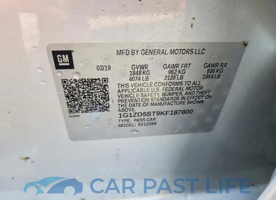 1G1ZD5ST9KF187800# 13