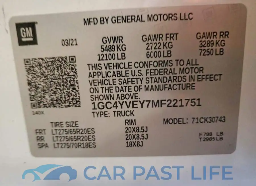 1GC4YVEY7MF221751# 12