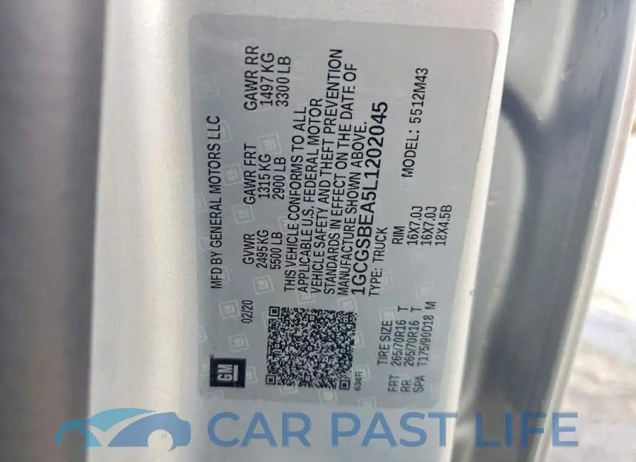 1GCGSBEA5L1202045# 12
