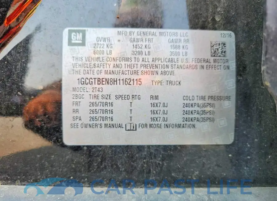 1GCGTBEN8H1162115# 12