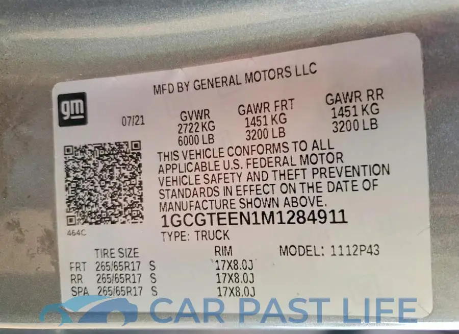 1GCGTEEN1M1284911# 12