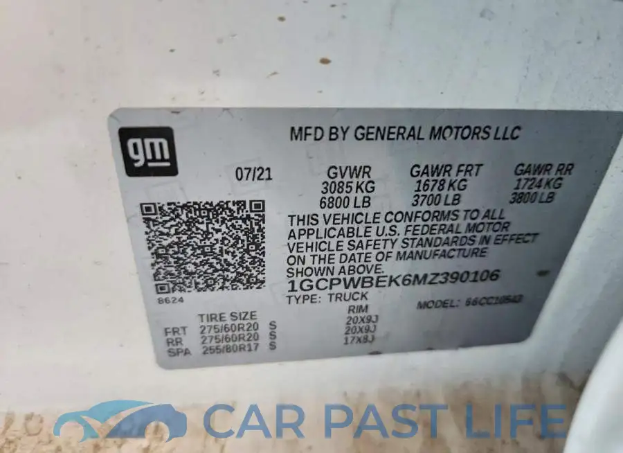 1GCPWBEK6MZ390106# 13
