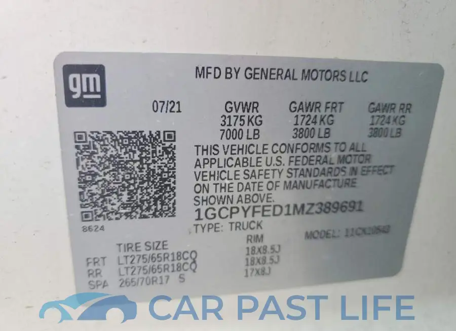 1GCPYFED1MZ389691# 12