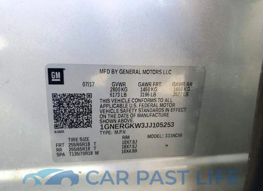 1GNERGKW3JJ105253# 13