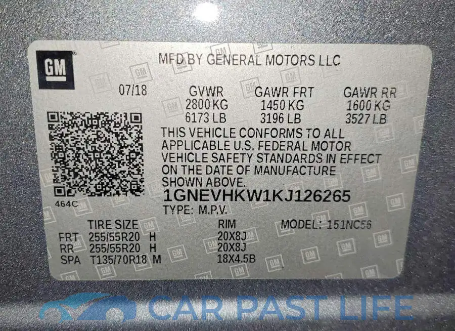 1GNEVHKW1KJ126265# 13
