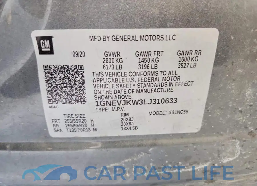 1GNEVJKW3LJ310633# 13