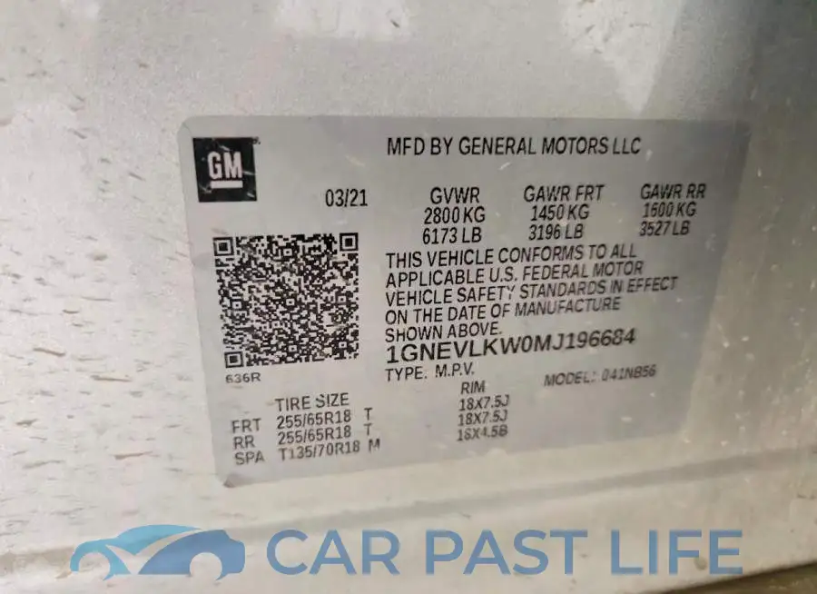 1GNEVLKW0MJ196684# 13