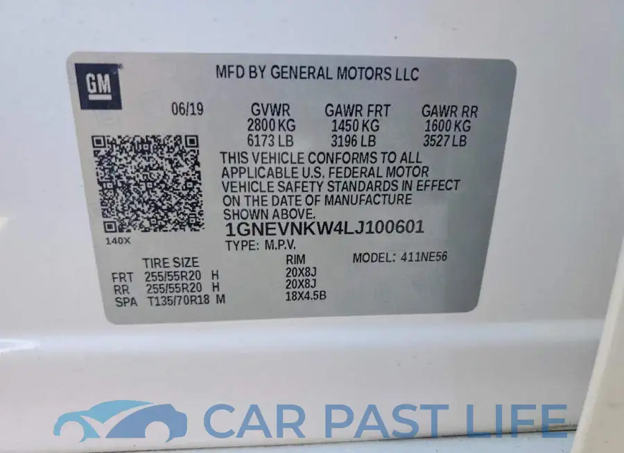 1GNEVNKW4LJ100601# 13