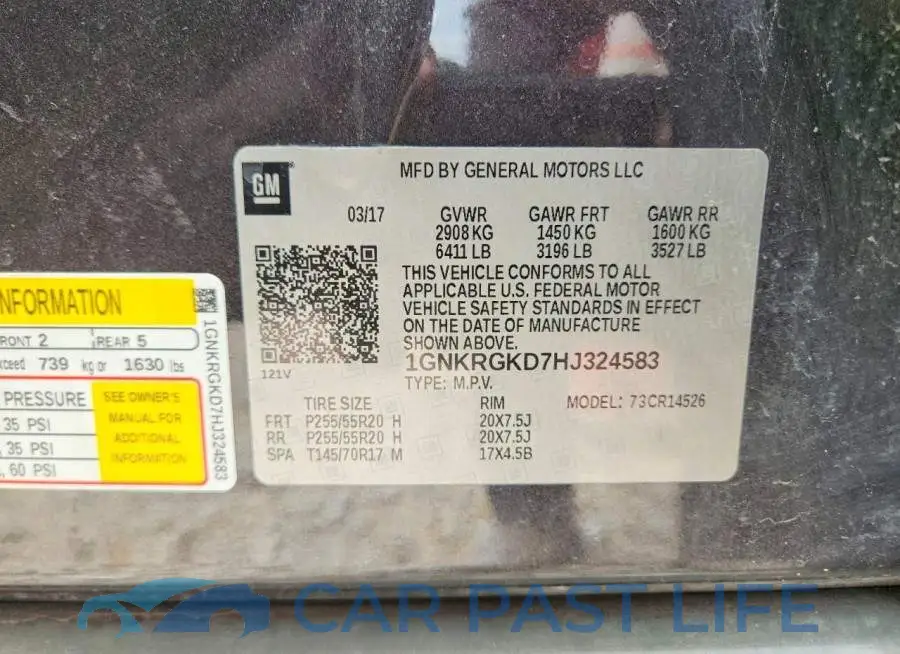 1GNKRGKD7HJ324583# 12