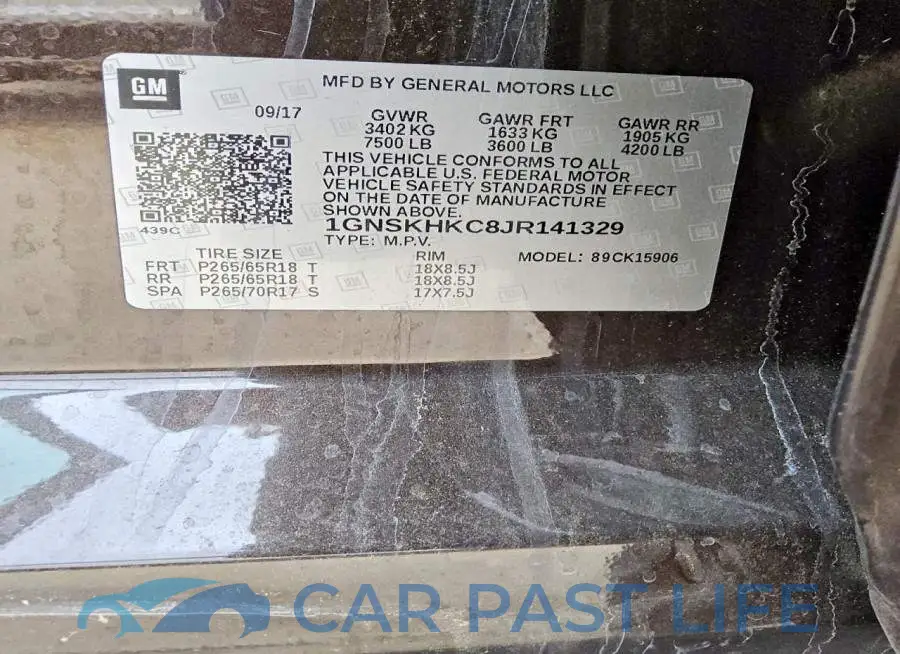 1GNSKHKC8JR141329# 13