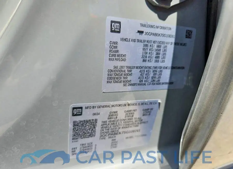 3GCPABEK7SG108261# 12