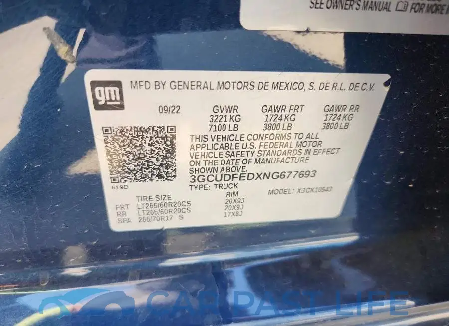 3GCUDFEDXNG677693# 12