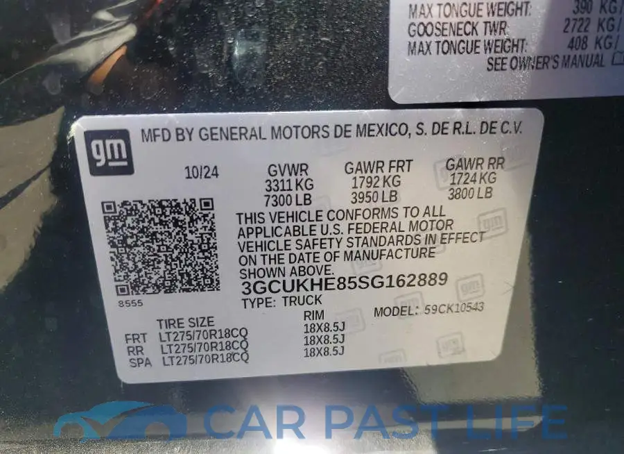 3GCUKHE85SG162889# 12