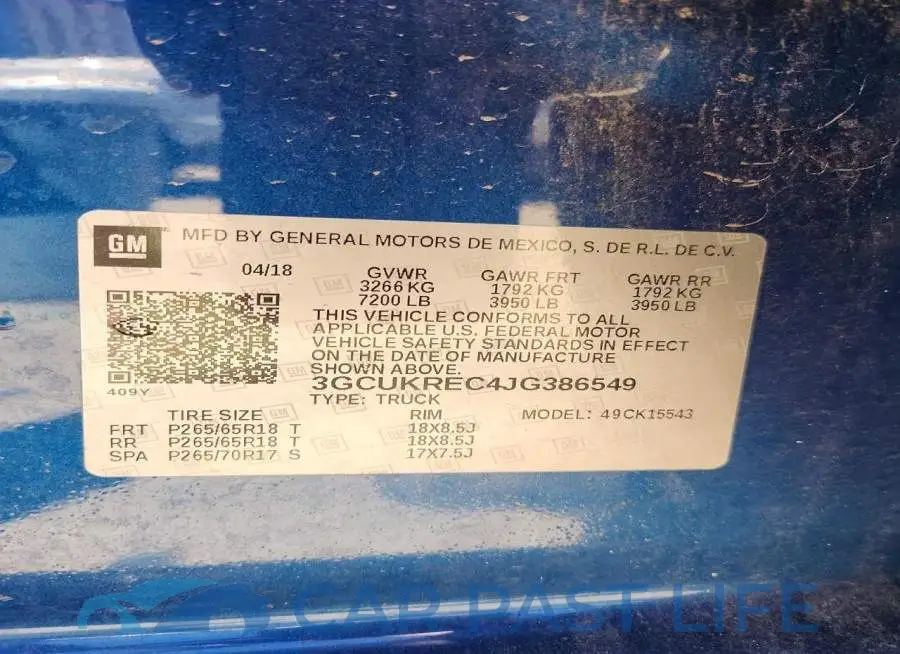 3GCUKREC4JG386549# 12