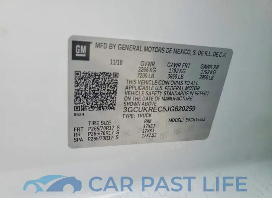 3GCUKREC5JG620259# 12