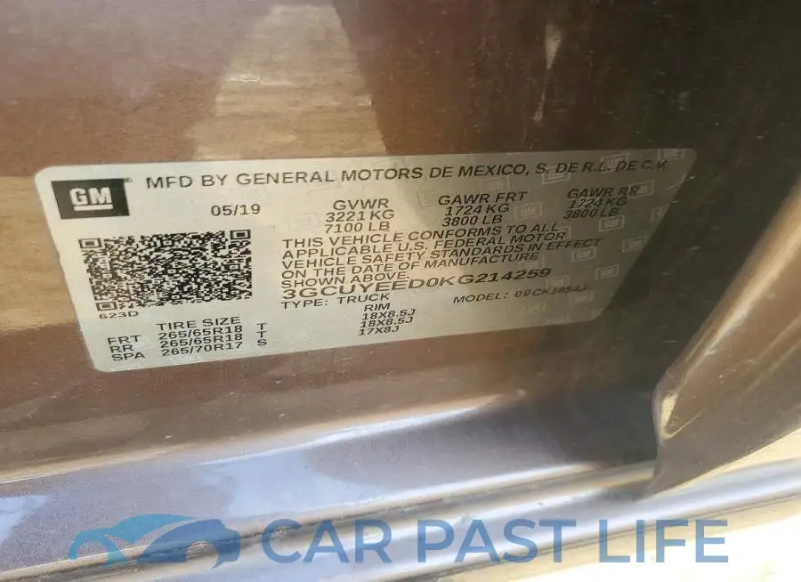 3GCUYEED0KG214259# 12