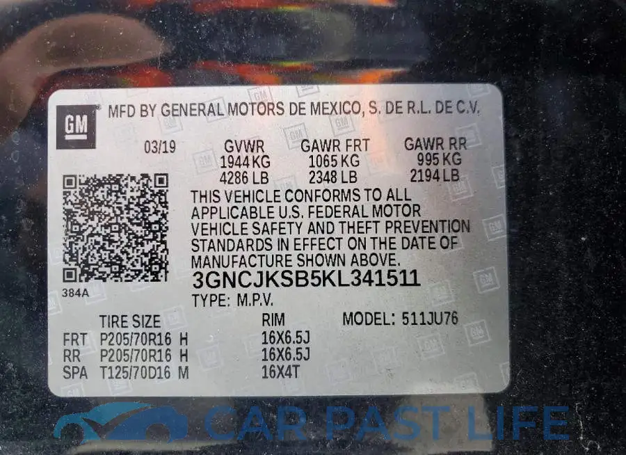 3GNCJKSB5KL341511# 14
