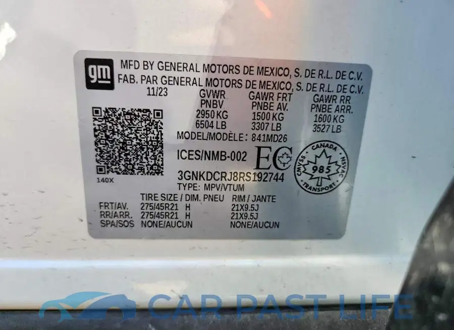3GNKDCRJ8RS192744# 13