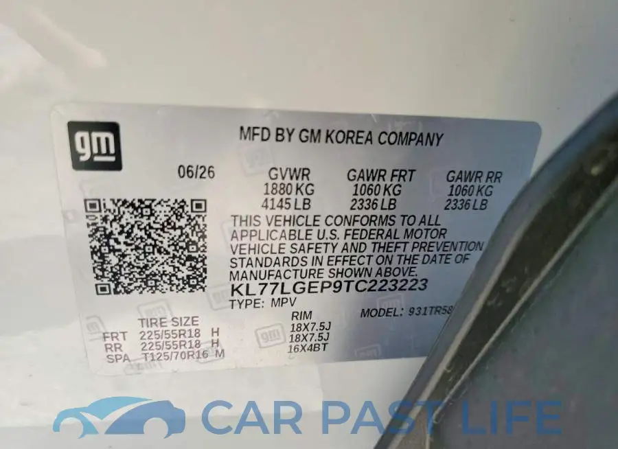 KL77LGEP9TC223223# 12