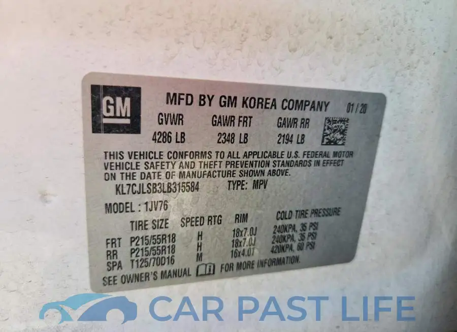 KL7CJLSB3LB315584# 13