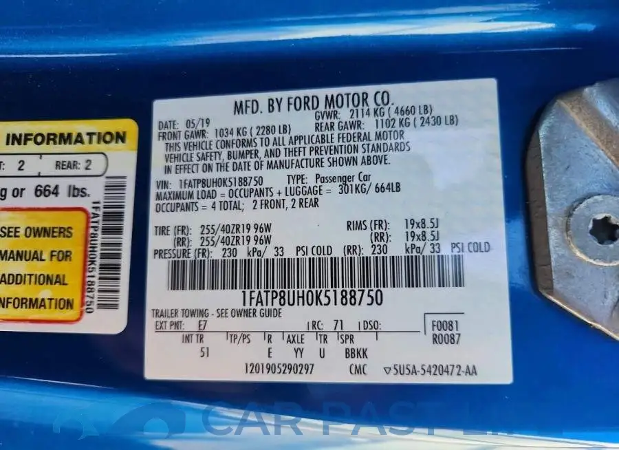 1FATP8UH0K5188750# 13