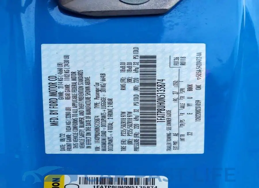 1FATP8UH0N5135874# 12