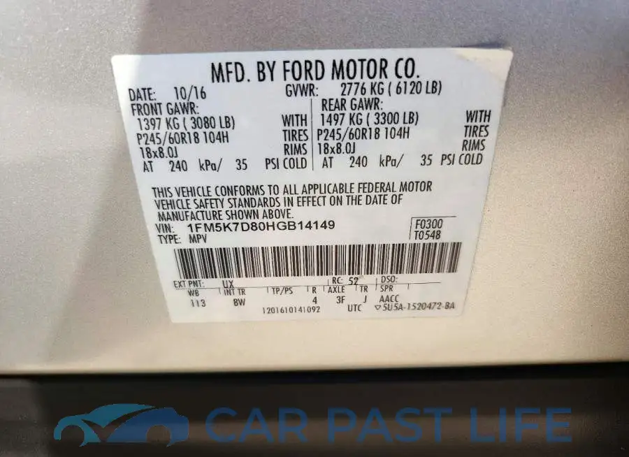 1FM5K7D80HGB14149# 13
