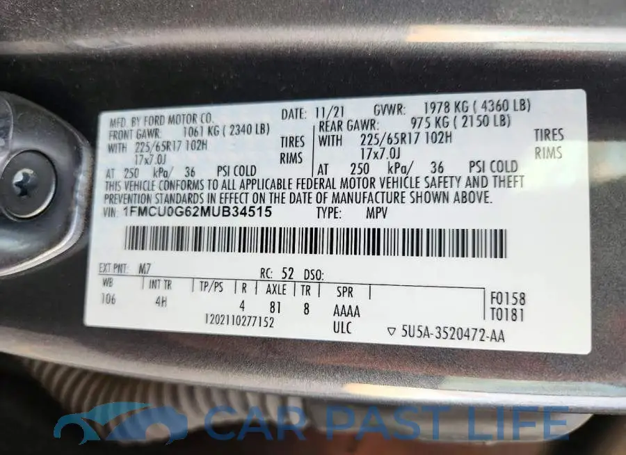 1FMCU0G62MUB34515# 12