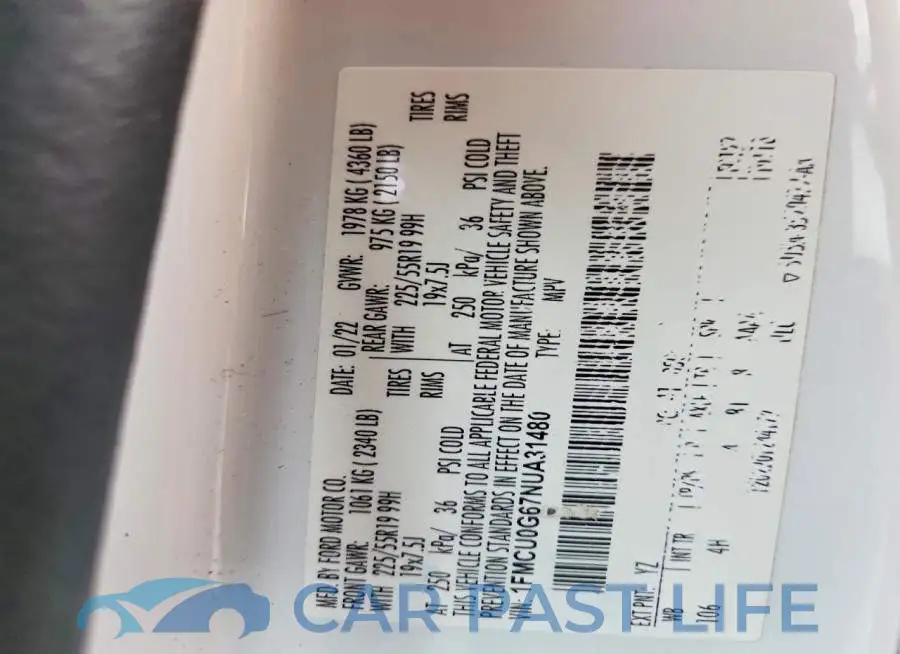 1FMCU0G67NUA31480# 13