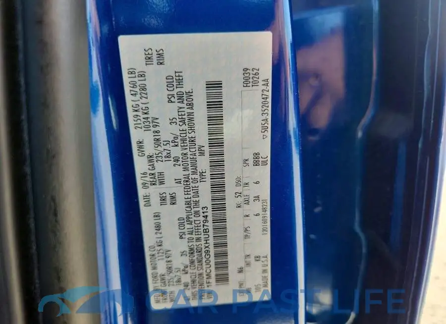 1FMCU0G9XHUB79413# 12