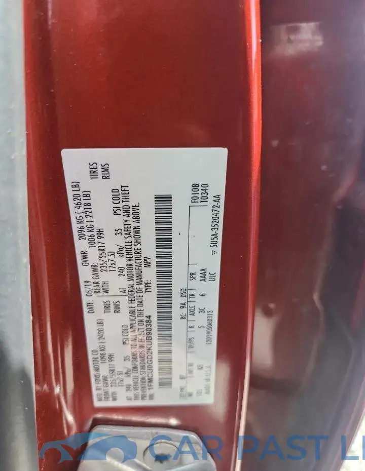 1FMCU0GD2KUB90384# 13