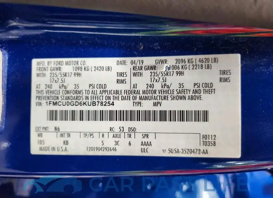 1FMCU0GD6KUB78254# 13