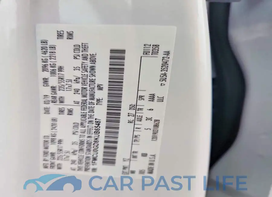 1FMCU0GD8KUB65487# 13