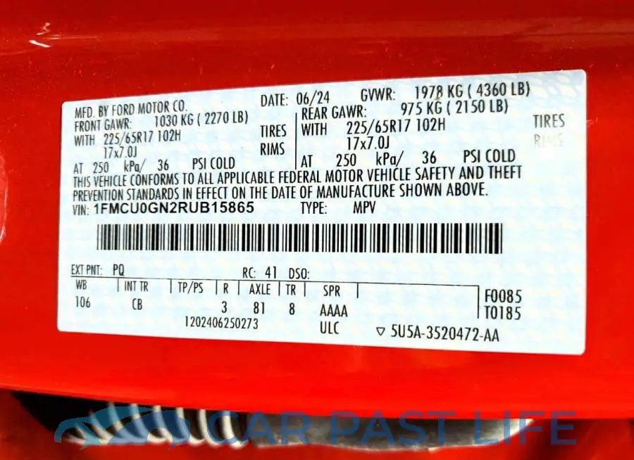 1FMCU0GN2RUB15865# 14