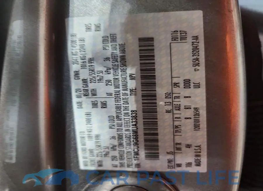 1FMCU9G68MUA33838# 13