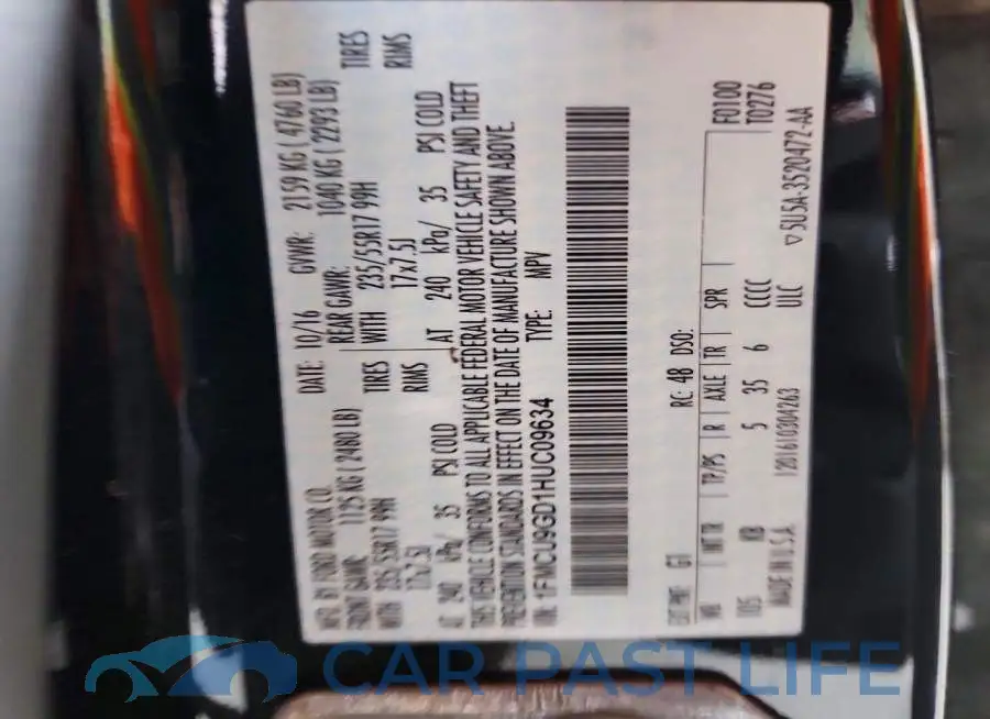 1FMCU9GD1HUC09634# 13