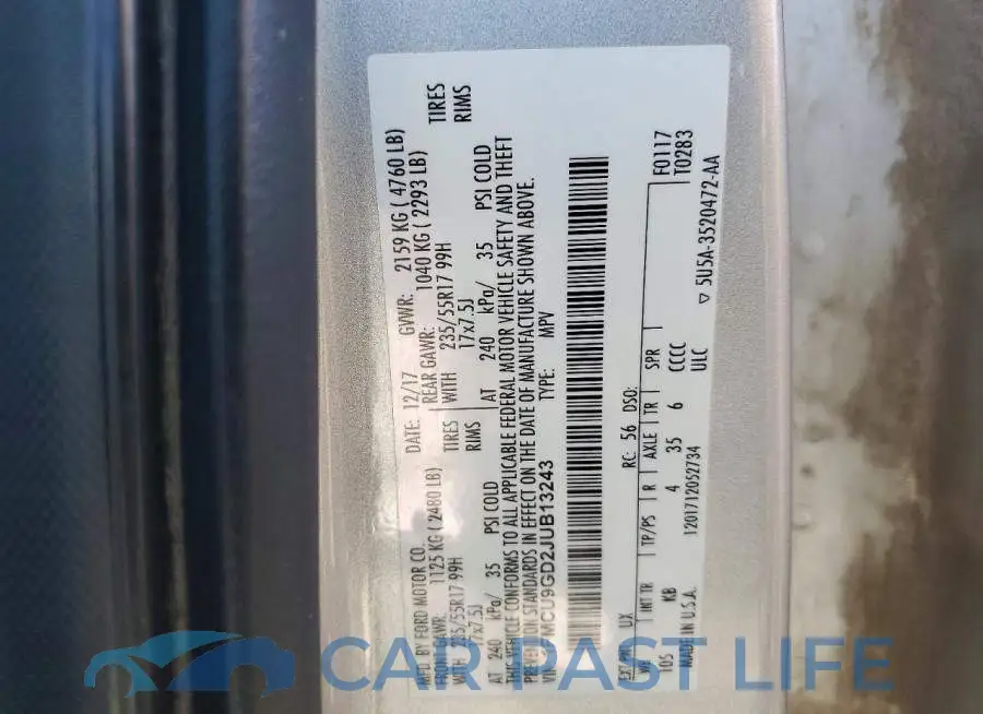 1FMCU9GD2JUB13243# 13