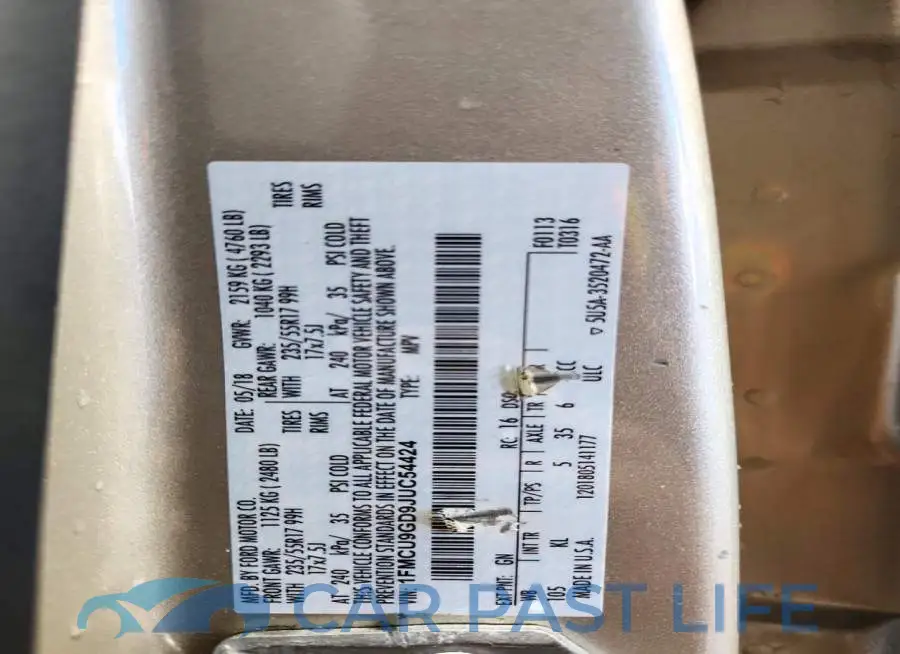 1FMCU9GD9JUC54424# 13
