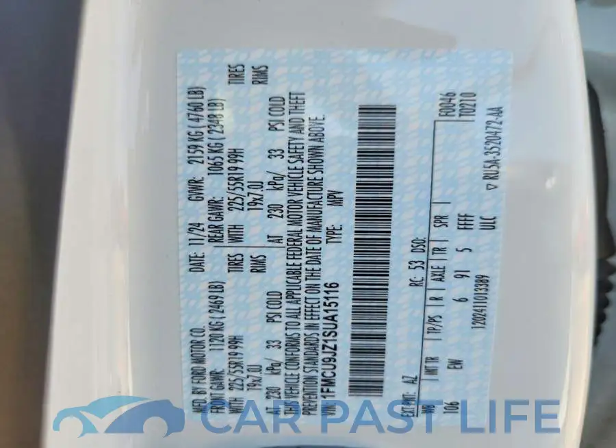 1FMCU9JZ1SUA15116# 13