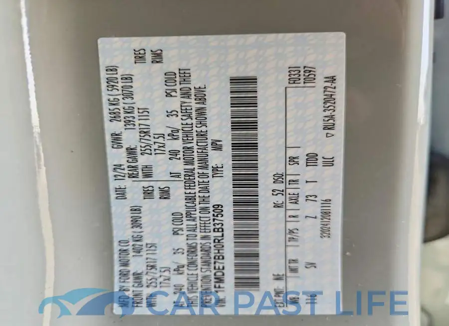 1FMDE7BH0RLB37509# 12