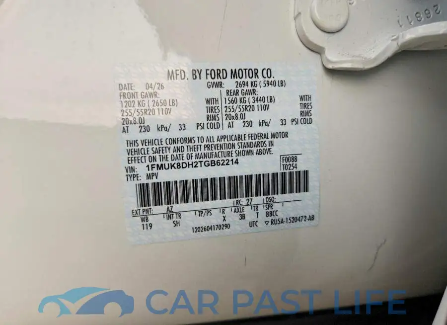 1FMUK8DH2TGB62214# 13