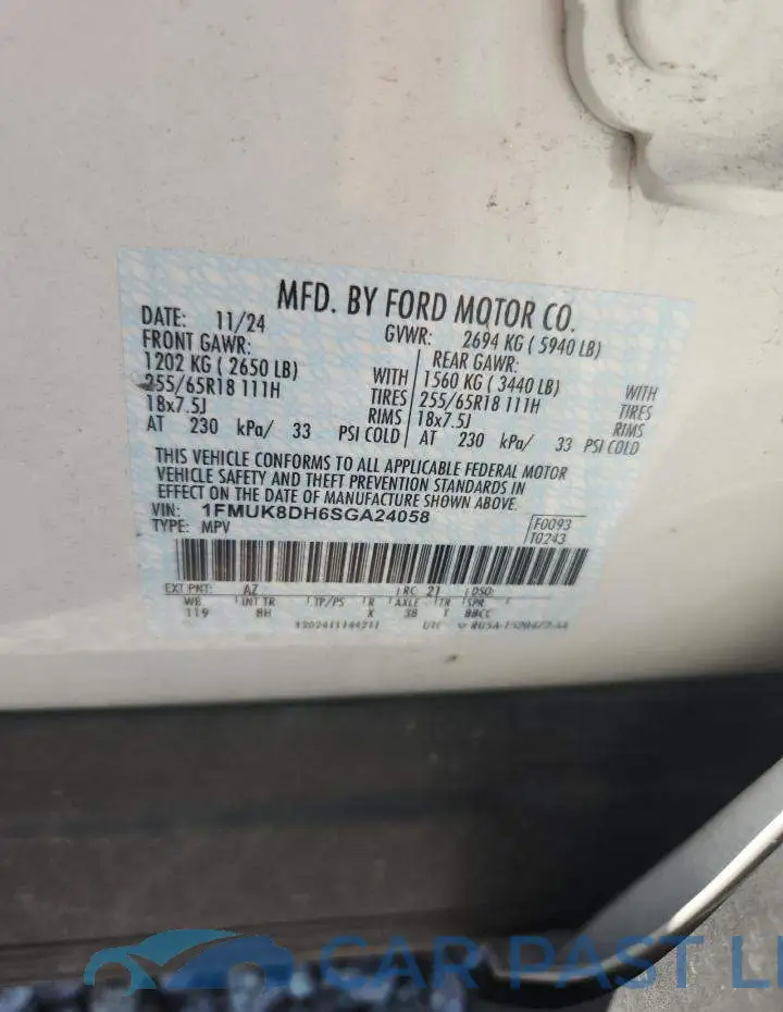 1FMUK8DH6SGA24058# 13