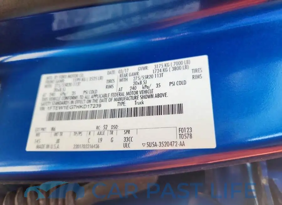 1FTEW1EG7HKD17239# 12
