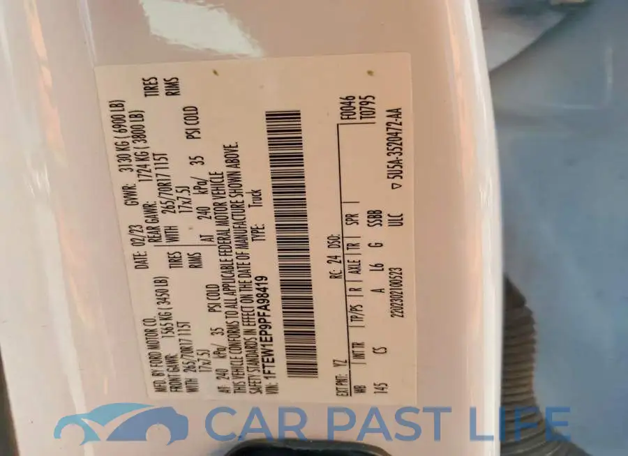 1FTEW1EP9PFA98419# 12